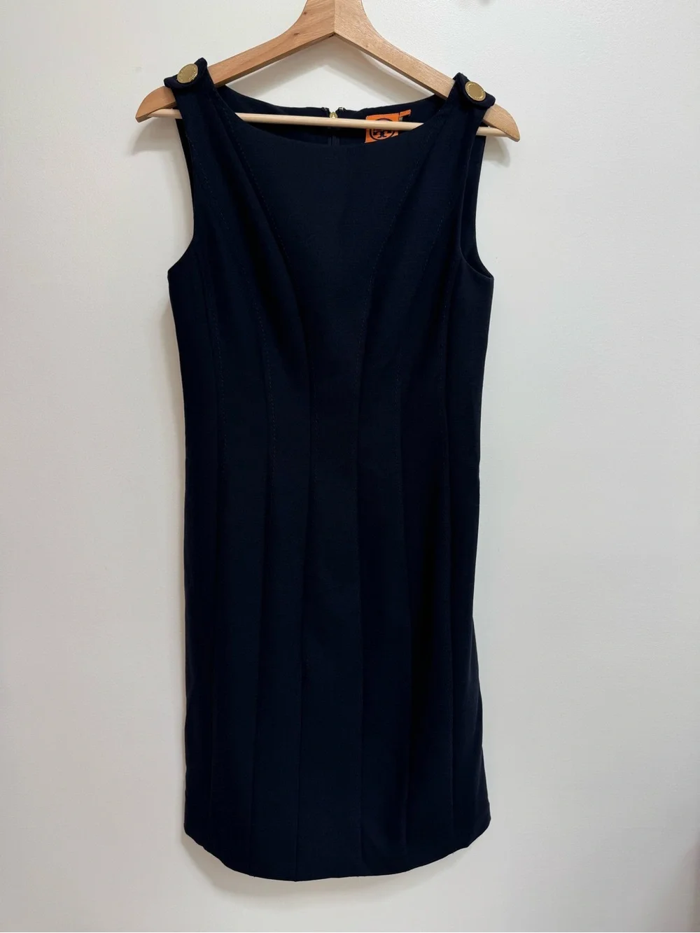 Tory Burch Boat Neck Wool Blend Sheath Dress Women Size 4 Navy Preppy Nautical